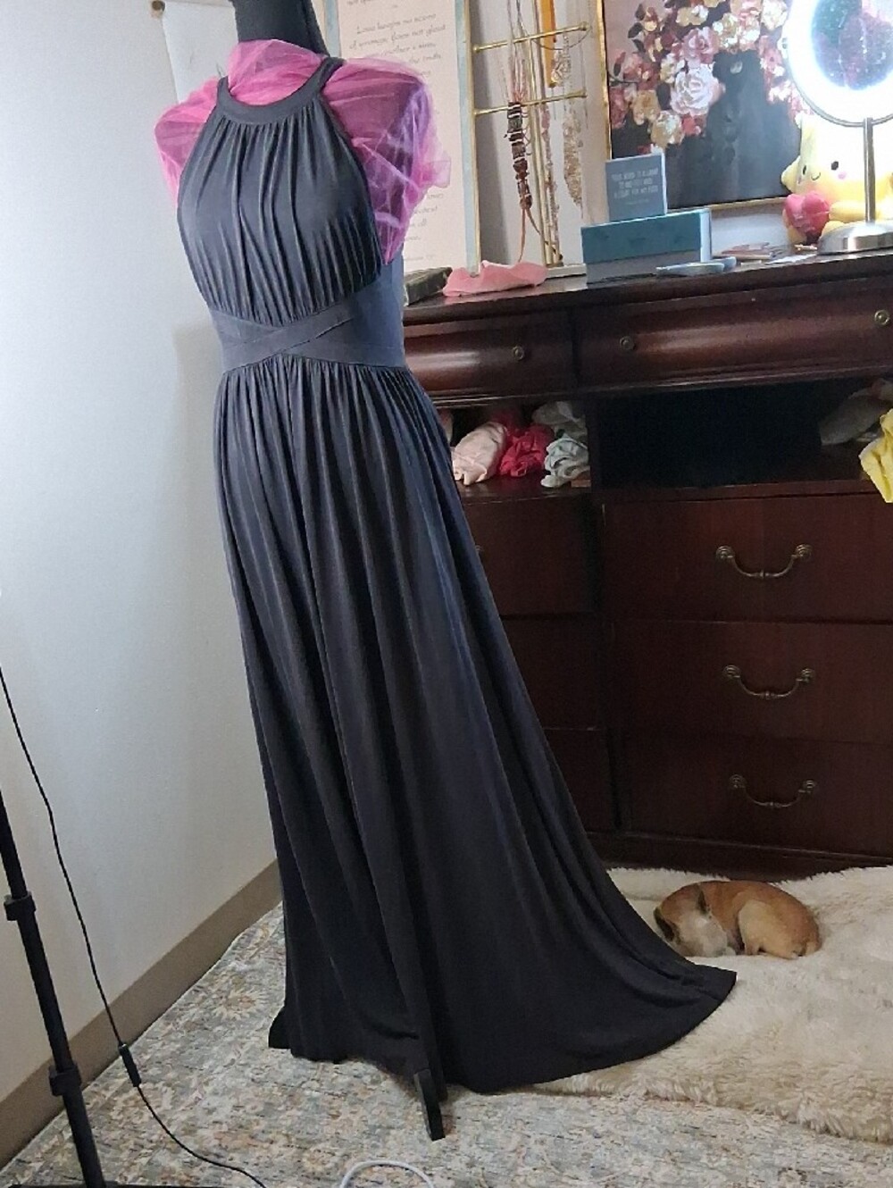 silence + noise Black Halter Maxi Dress with Gathered Bodice - Picture 9 of 11